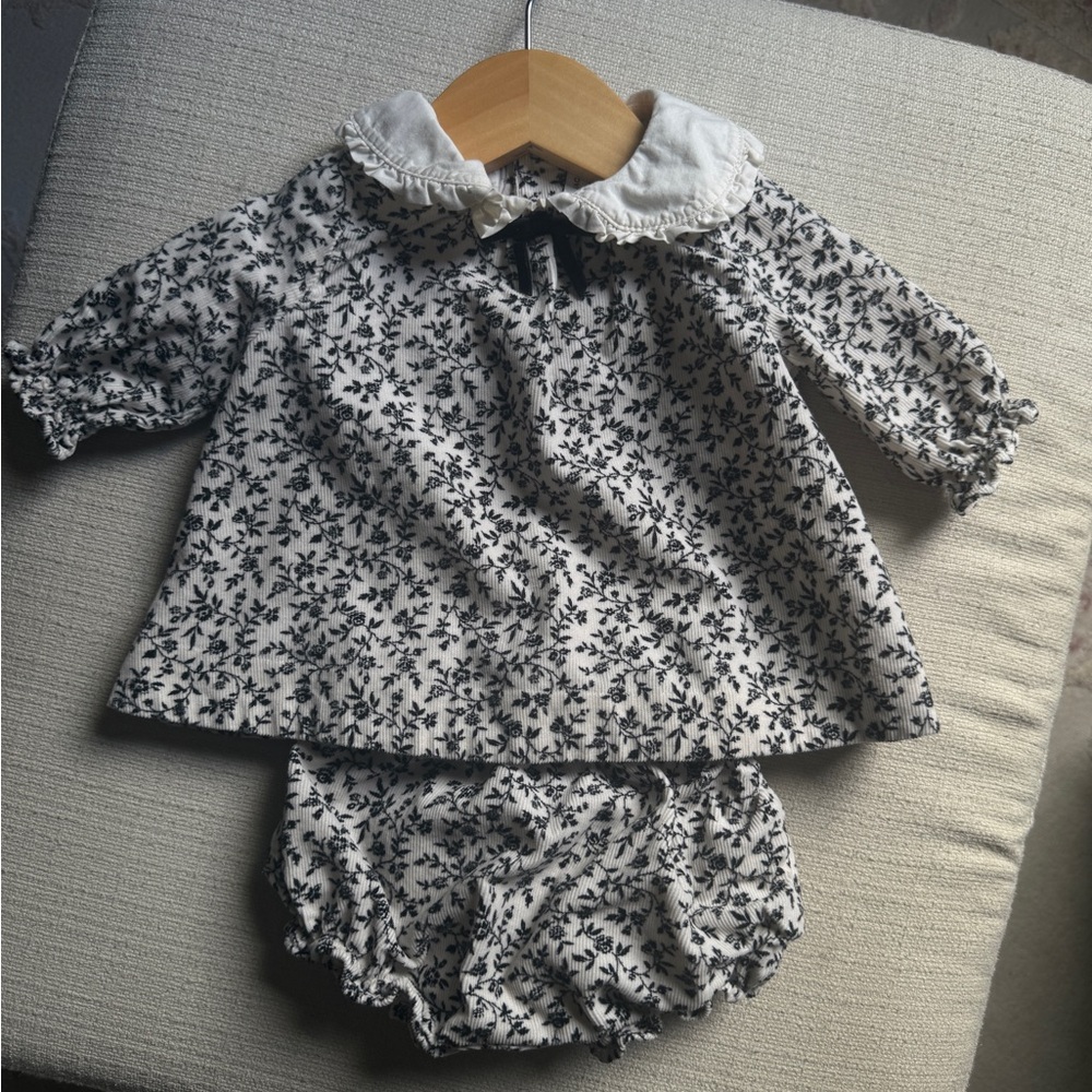 Janie and Jack Black and White Floral Kids Matching Set